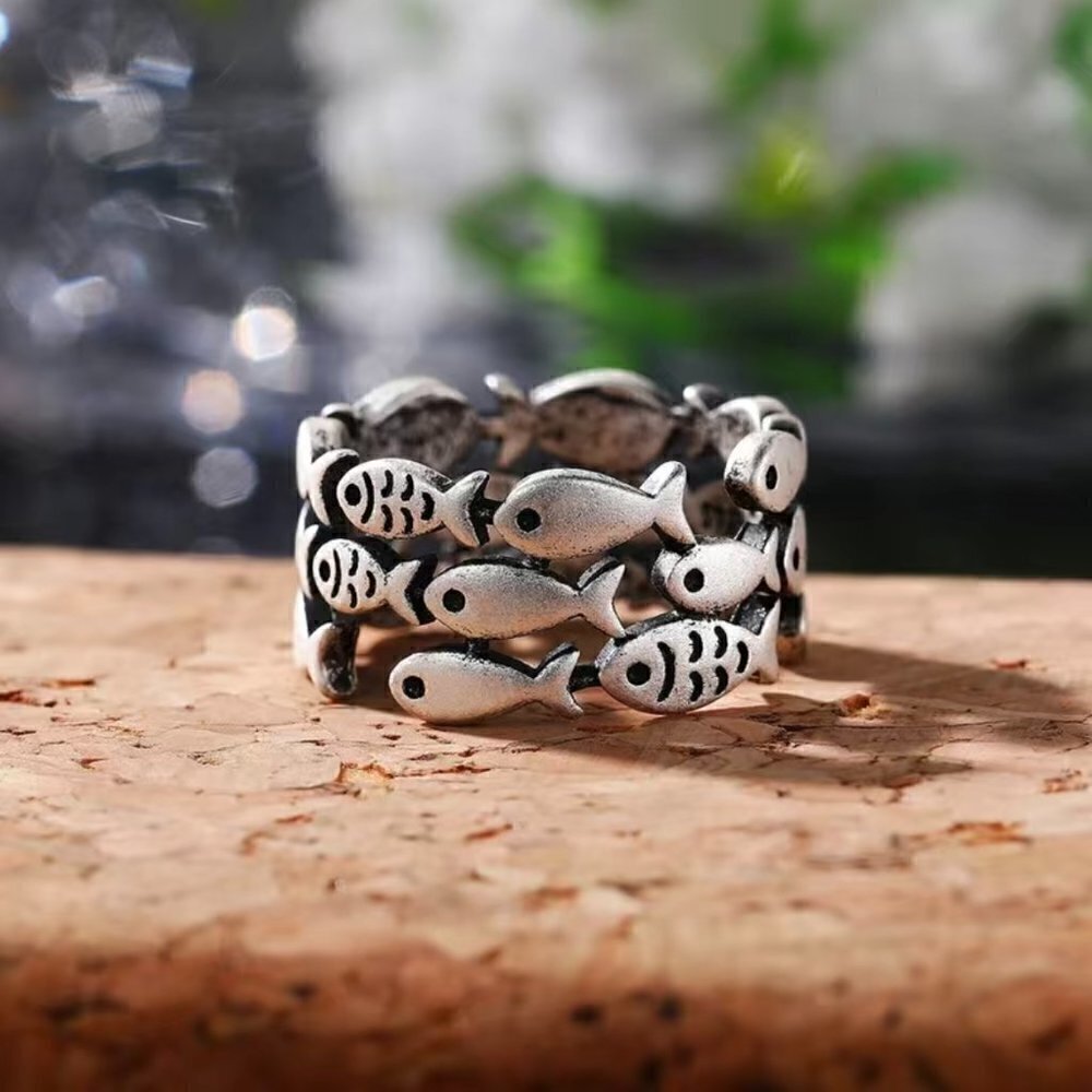 Silver 925 Fish Boho Ring #806 - Picture 9 of 10
